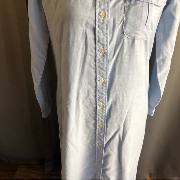 Vintage L.L. Bean Long Sleeve Midi Button Front Denim Like Collared Dress - Picture 2 of 14